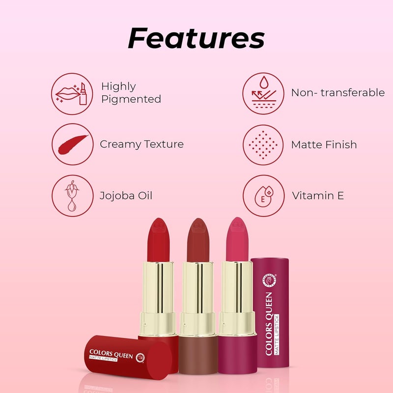 COLORS QUEEN COLORS QUEEN Lipstick 01Red Aurora Matte - Image 4