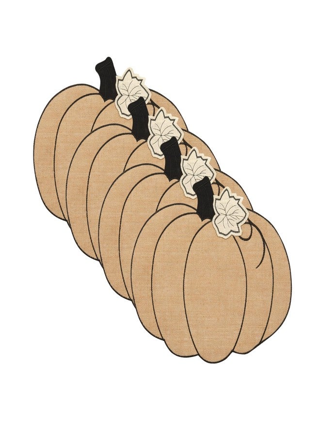 Elrene Home Fashions Burlap Pumpkin Placemats, Harvest Placemats for Autumn, 13" x 19", Set of 4 - Image 1