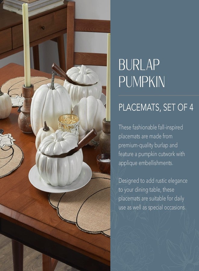 Elrene Home Fashions Burlap Pumpkin Placemats, Harvest Placemats for Autumn, 13" x 19", Set of 4 - Image 2