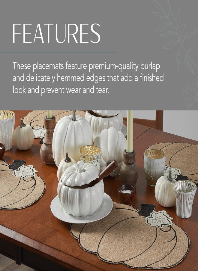 Elrene Home Fashions Burlap Pumpkin Placemats, Harvest Placemats for Autumn, 13" x 19", Set of 4 - Image 3