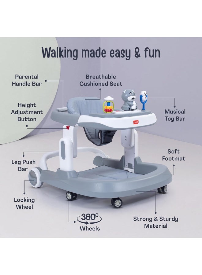 Luvlap Regal Baby Walker 9+ Months | 3 Level Height Adjustment Walker/Advanced Premium Baby Activity Walker, Gray - Image 2