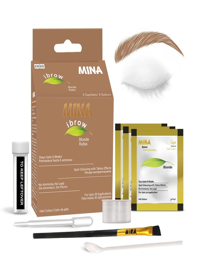 MinaiBrow طقم صبغة شعر الحواجب MINA و طقم صبغ حتى 6 أسابيع (أشقر + فرشاة) - Image 1