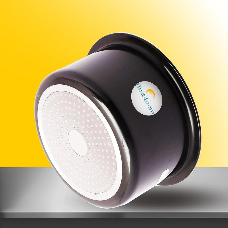 Flixbloom Regal Black Large 7 Litre Hard Anodised Induction BaseLPG Gas Stove Friendly Kitchen Cookware TopeContainerPatilaTapeliBhagona for Cooking Serving Tope with Lid 7 Litre - Image 3