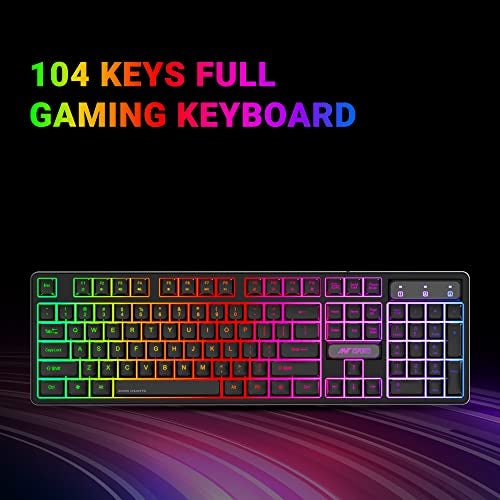 Ant Esports KM1600 Gaming Keyboard & Mouse Combo, Wired Backlit Rainbow LED Keyboard & 3200 DPI Gaming Mouse for PC/Laptop - Black - Image 5