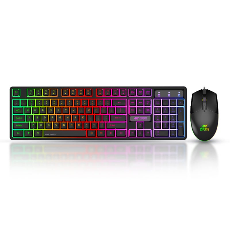 Ant Esports KM1600 Gaming Keyboard & Mouse Combo, Wired Backlit Rainbow LED Keyboard & 3200 DPI Gaming Mouse for PC/Laptop - Black - Image 2