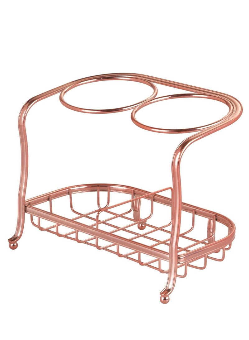 4basix Hair Dryer and Styling Tools Organizer Holder Bathroom Organizer for Hair Straightener and Dryer Color Rose Gold 2 Compartments - Image 2
