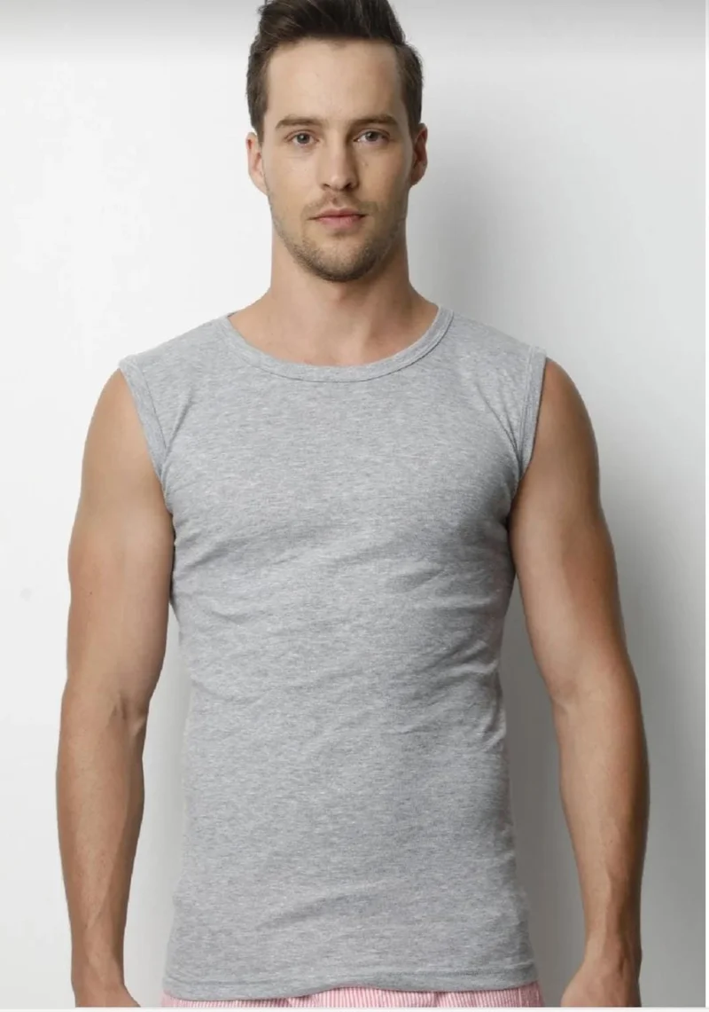 دونكس Lycra Cotton Rib 0 Sleeve Round Neck Men's Undershirt