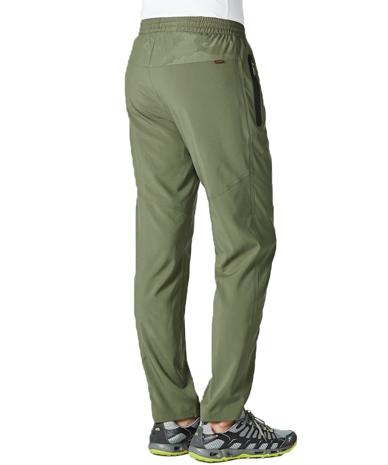 Gopune Men's Lightweight Hiking Travel Pants Breathable Athletic Workout Active Joggers Zipper Pockets (Army Green,S) - Image 5