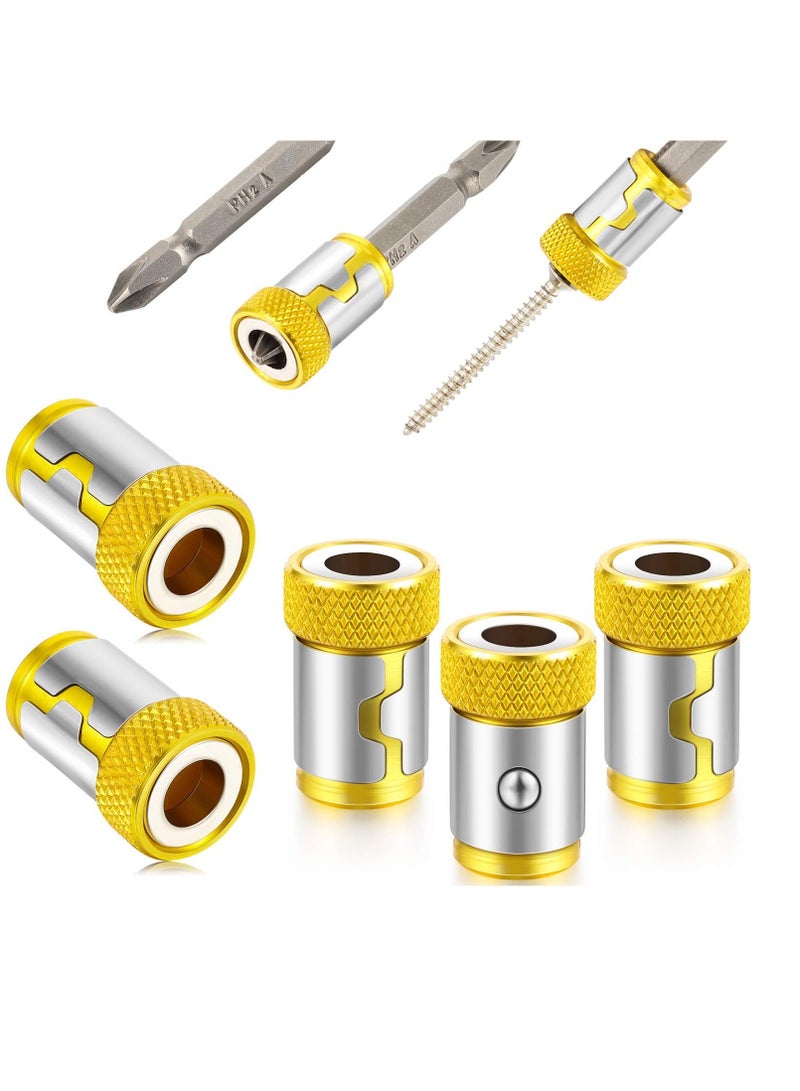 KASTWAVE Magnetic Screw Ring, Removable Metal Magnetizer Screw for 1/4 Inch/ 6.35 mm Hex Screwdriver and Power Bits 5 Pieces(Yellow) - Image 1