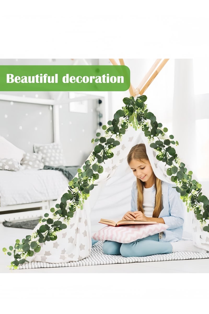 أنغولا باندا إكليل الأوكالبتوس الاصطناعي ، 180 سم إكليل المساحات الخضراء إكليل أوراق الأوكالبتوس الاصطناعي ، الأوكالبتوس إكليل كرمة اصطناعية ، لقوس الزفاف طاولة المنزل خلفية ديكور داخلي في الهواء الطلق - Image 3