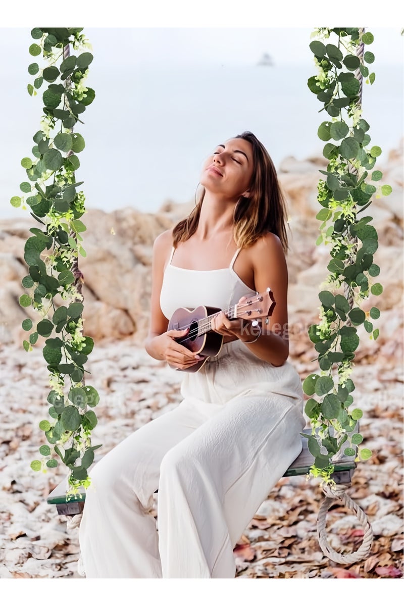 أنغولا باندا إكليل الأوكالبتوس الاصطناعي ، 180 سم إكليل المساحات الخضراء إكليل أوراق الأوكالبتوس الاصطناعي ، الأوكالبتوس إكليل كرمة اصطناعية ، لقوس الزفاف طاولة المنزل خلفية ديكور داخلي في الهواء الطلق - Image 5