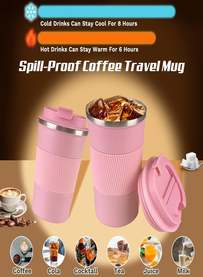 SPLMIFA Insulated travel coffee mugs leak-proof, reusable coffee cups with a lid,stainless steel vacuum thermos coffee tumblers, suitable for men and women,keep hot and cold drinks (3rd-Pink, 12OZ) - Image 2