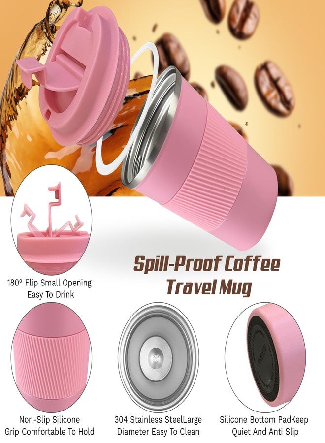 SPLMIFA Insulated travel coffee mugs leak-proof, reusable coffee cups with a lid,stainless steel vacuum thermos coffee tumblers, suitable for men and women,keep hot and cold drinks (3rd-Pink, 12OZ) - Image 3
