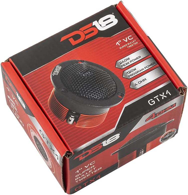 DS18 GTX1 1" Vc Die Cast Titanium Compression Neodymium Super Bullet Tweeter 240 Watts 4-Ohm-PRO Tweeters are The Best in The Pro Audio and Voceteo Market (Single), Black - Image 1