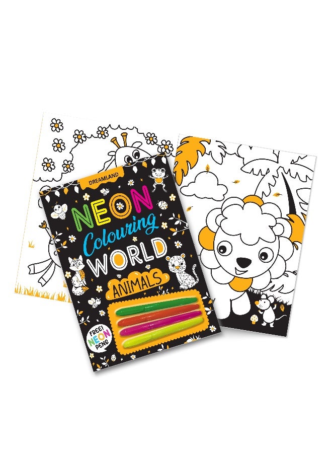 Dreamland Animals Neon Colouring World Book for Kids Age 4 - 7  years with Neon Pens - Image 4