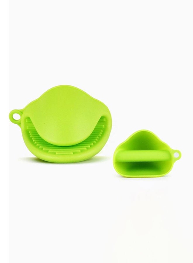 NIBEMINENT 2-Piece Insulated Non-slip Gripper Silicone Gloves Green  - Image 2
