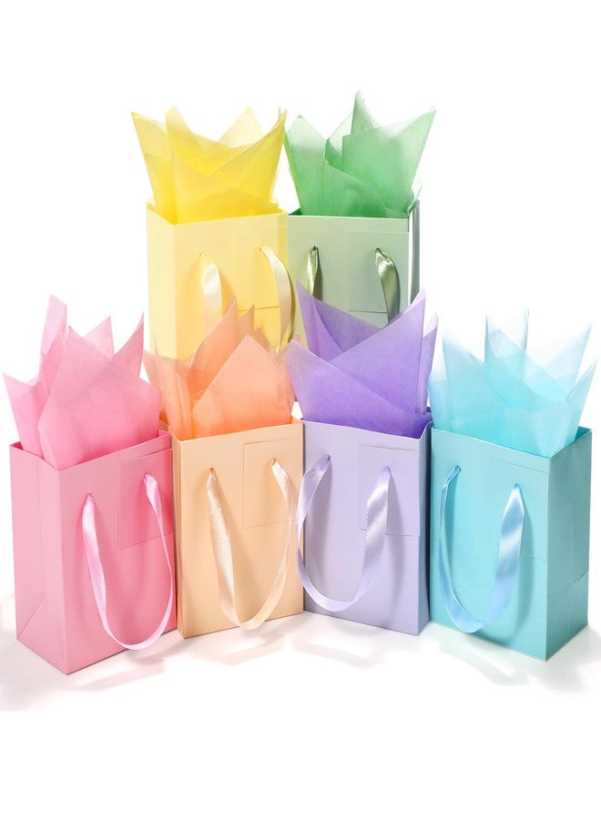 Tenare 12 Pcs Small Gift Bags Mini Paper Bags Bulk Tiny with Handle Tissue for Jewelry Gift Wrapping St. Patrick's Day Happy Easter Spring Birthday Party Favor Supplies(4 * 2.75 * 4.5inch,Pastel) - Image 5