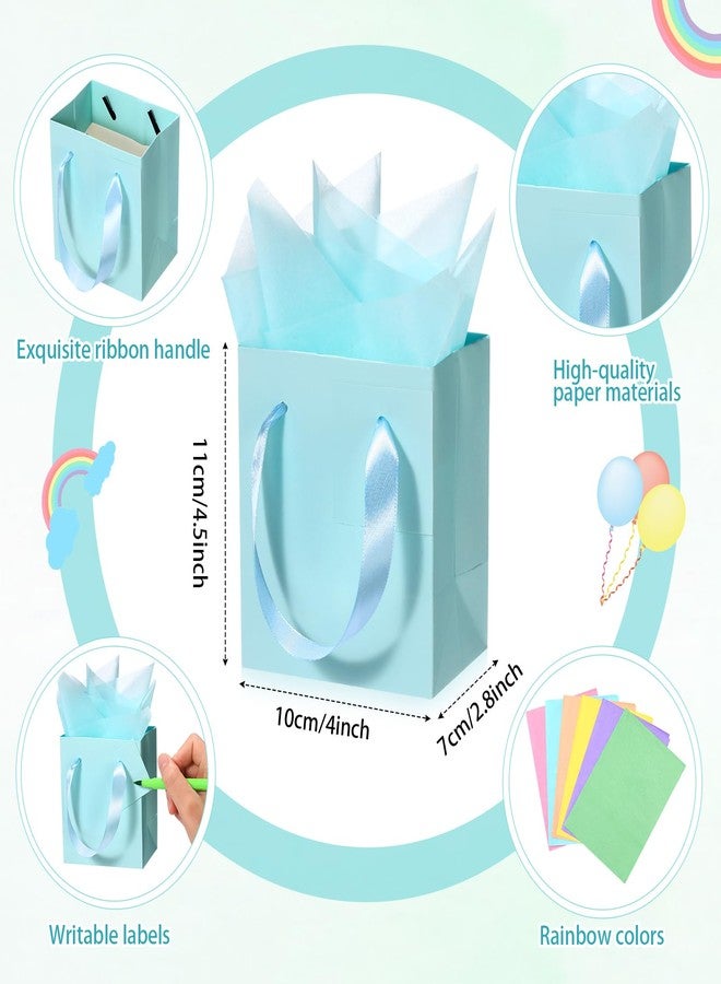 Tenare 12 Pcs Small Gift Bags Mini Paper Bags Bulk Tiny with Handle Tissue for Jewelry Gift Wrapping St. Patrick's Day Happy Easter Spring Birthday Party Favor Supplies(4 * 2.75 * 4.5inch,Pastel) - Image 2