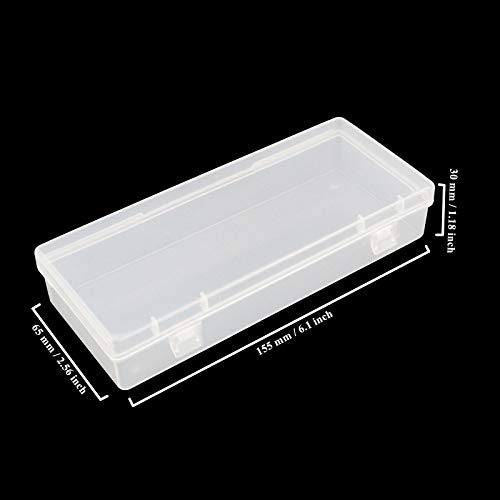 Thintinick 6 Pack Rectangular Clear Plastic Storage Containers Box with Hinged Lid for Beads and Other Small Craft Items (6.1 x 2.56 x 1.18 inch) - Image 2