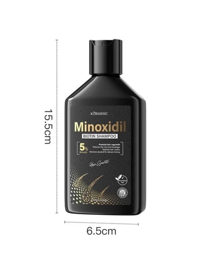 Kormesic 5٪ شامبو بيوتين مينوكسيديل 260ML شامبو علاج نمو الشعر مع مينوكسيديل 5٪ تعزيز الشعر تعزيز إعادة نمو الشعر تقليل تساقط الشعر يزيل القشرة وتخفيف الحكة للنساء والرجال - Image 2