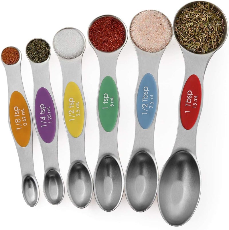 YellRin Magnetic Measuring Spoons Set Stainless Steel Stackable Dual Sided Teaspoons and Tablespoons for Measuring Dry and Liquid Ingredients Set of 6 - Image 3