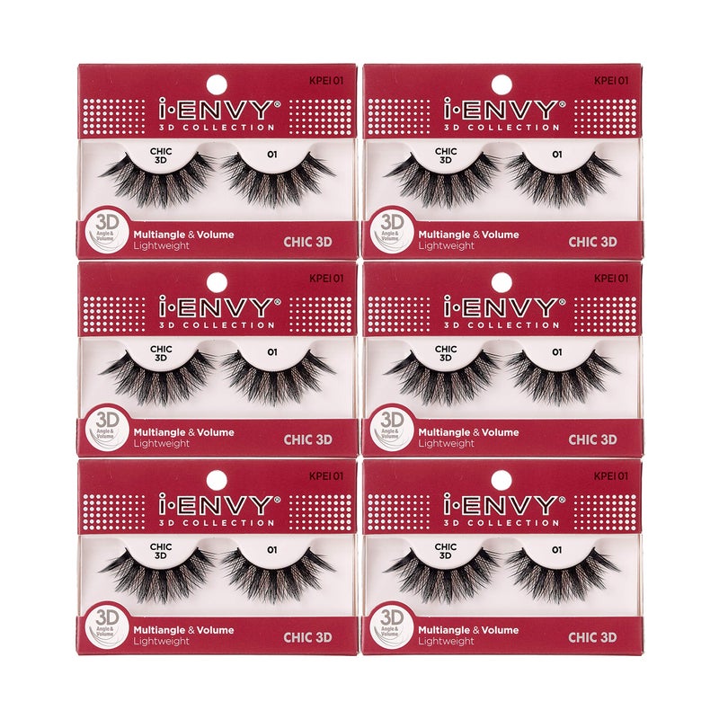 iENVY 6 Pairs False Eyelashes 3D Glam Collection MultiAngle Volume Lashes - Image 2