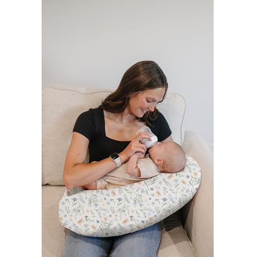 Konssy 2 Pack Nursing Pillow Covers Stretchy and Soft Nursing Cover for Breastfeeding Pillow Slipcover for Baby Girls Boys Newborn Blue Grass Ice Blue - Image 3