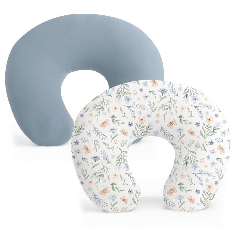 Konssy 2 Pack Nursing Pillow Covers Stretchy and Soft Nursing Cover for Breastfeeding Pillow Slipcover for Baby Girls Boys Newborn Blue Grass Ice Blue - Image 2