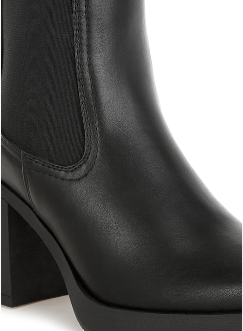 London Rag Women's Faux Leather Chelsea Boots In Black - Image 4
