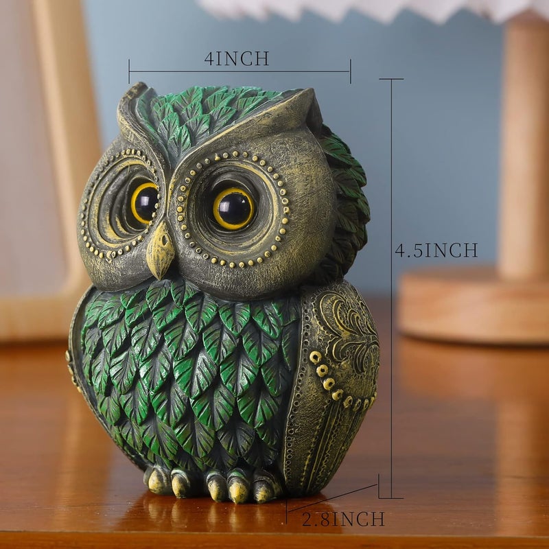 Artpaul زينة البوم آرت بول للبيت - تماثيل بوم صغيرة لتزيين الرفوف - ديكور للمنزل والمكتب وغرفة المعيشة - هدايا عيد الميلاد (أخضر) - Image 3