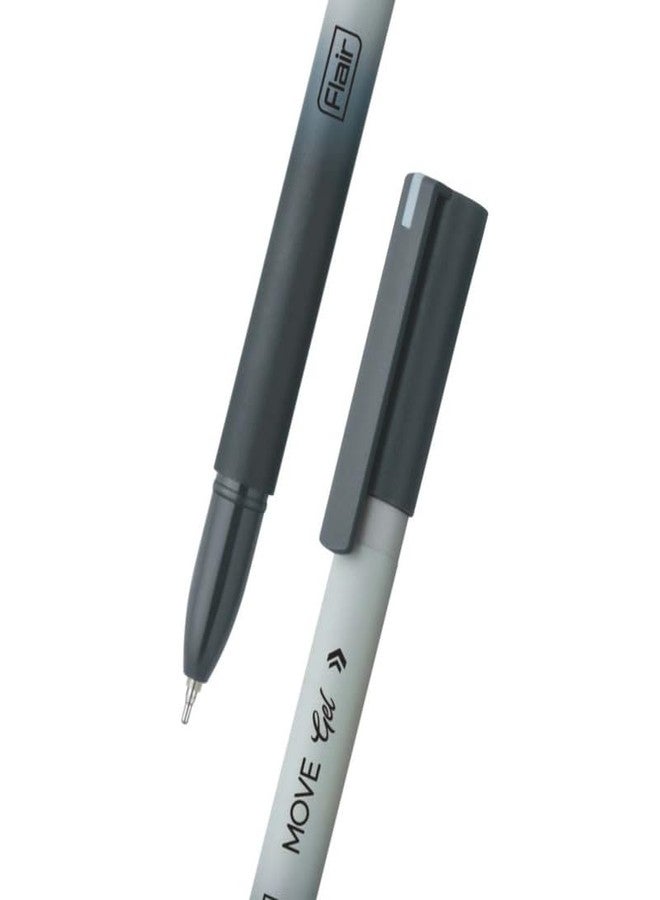 FLAIR Move Gel Pen | Black & Grey Aesthetic Pastel Matt Finished Body | Effortless Writing With Sleek Clip Design | Black Ink, Set Of 10 x 4 Packs - Image 4