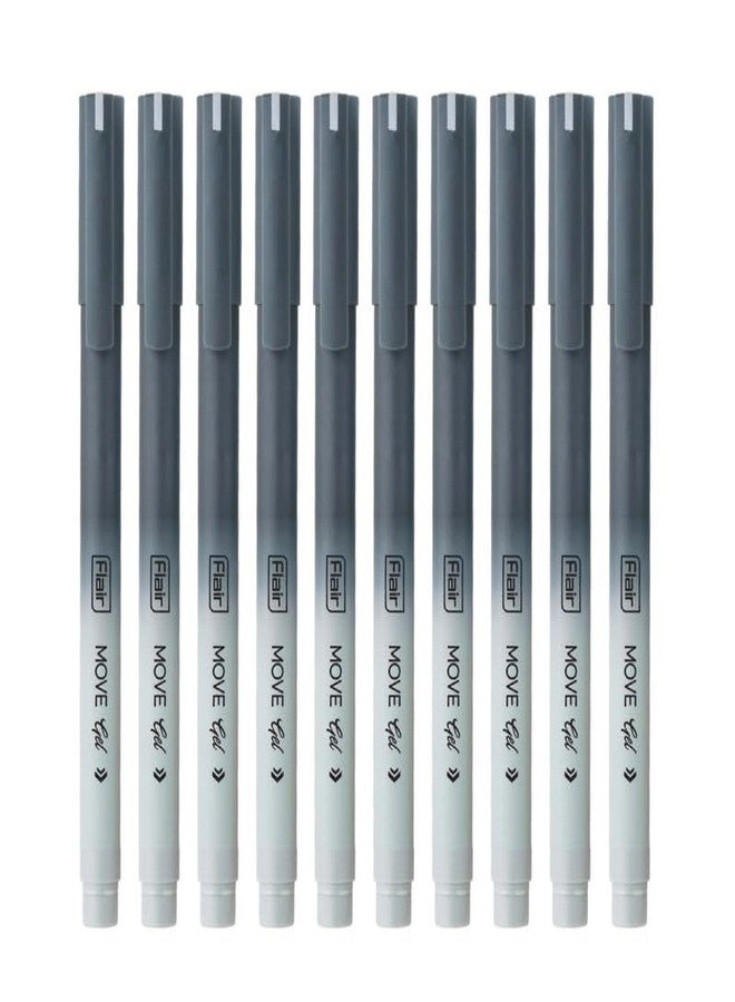 FLAIR Move Gel Pen | Black & Grey Aesthetic Pastel Matt Finished Body | Effortless Writing With Sleek Clip Design | Black Ink, Set Of 10 x 4 Packs - Image 3