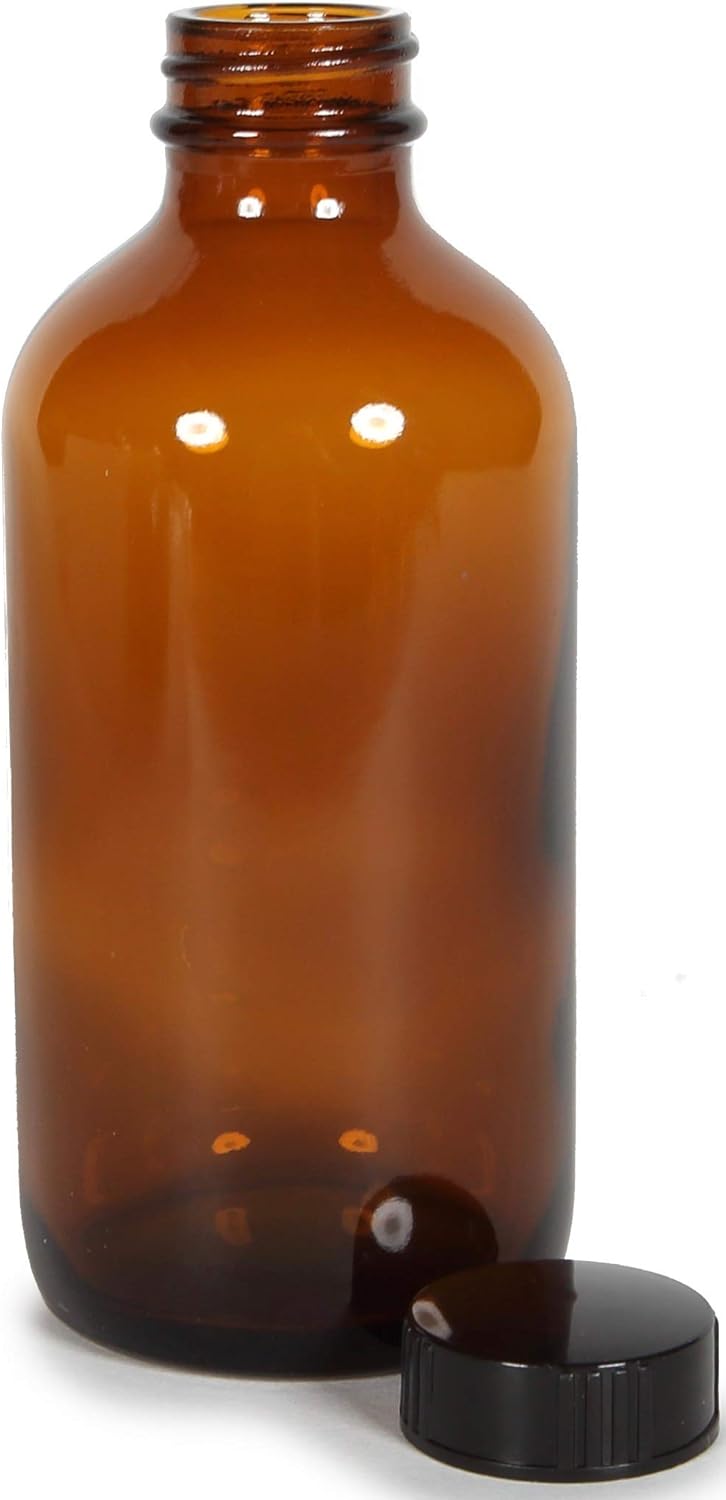 Vivaplex 12 Amber 8 oz Glass Bottles with Lids - Image 5