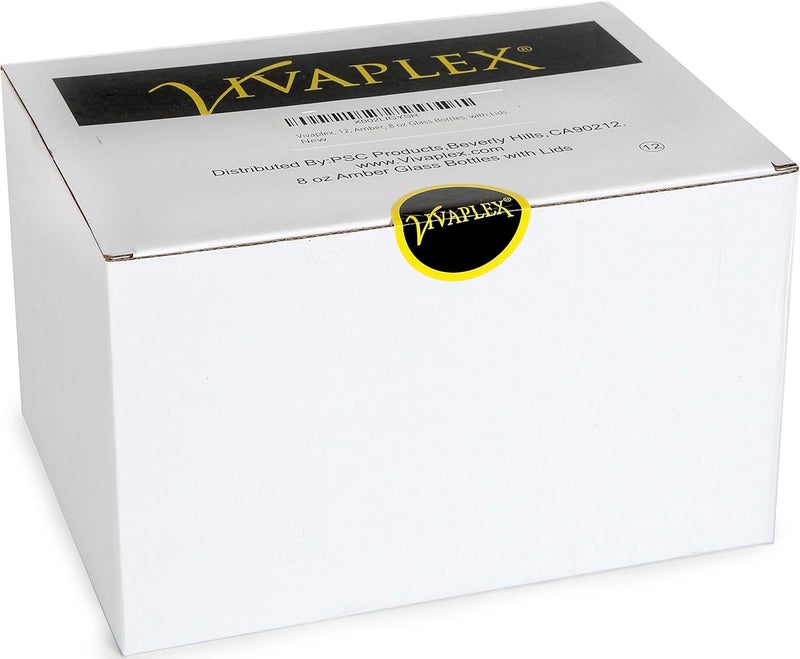 Vivaplex 12 Amber 8 oz Glass Bottles with Lids - Image 2