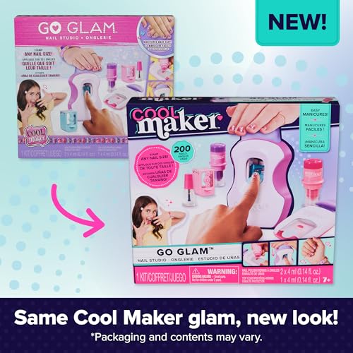 Cool maker صندوق أظافر GO GLAM من Cool Maker، تصميم 200 أظافر، 4 تصاميم، 2 أدوات تطبيق طلاء وقناع (قد يختلف التعبئة) ، فنون وحرف للأطفال من عمر 7 سنوات وما فوق - Image 3
