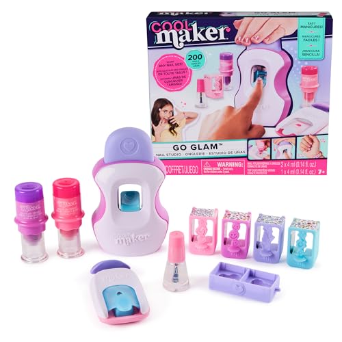 Cool maker صندوق أظافر GO GLAM من Cool Maker، تصميم 200 أظافر، 4 تصاميم، 2 أدوات تطبيق طلاء وقناع (قد يختلف التعبئة) ، فنون وحرف للأطفال من عمر 7 سنوات وما فوق - Image 1