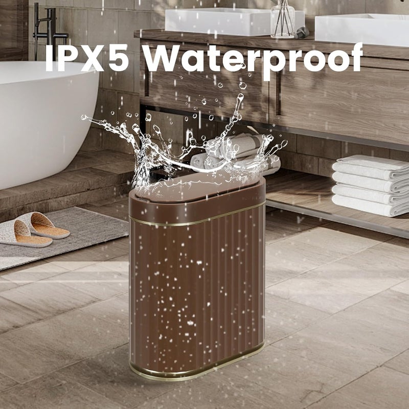 ELPHECO Touchless Sensor Trash Can 2 Gallon Waterproof Motion Sensor Trash Can, Automatic Bathroom Trash Bin, Slim Garbage Can (Brown, 2 Gallon) - Image 5