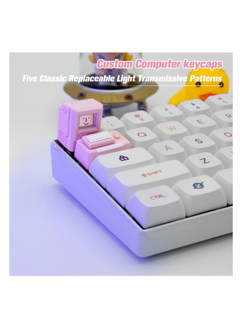 Y&D Custom Keycaps for Esc Key and Tab - Magnetic Light Transmission Classic Retro Mechanical Backlit Keyboard Keycap GK61 GK64 SK87 GH60 PC Gamer ect Most Keyboard(Pink) - Image 2