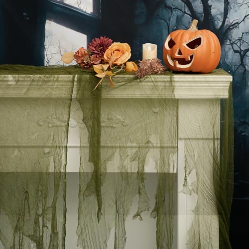 RunNico 600x36 Inch Large Size Green Halloween Creepy Cloth Decoration,Spooky Gauze Cloth,Halloweens Haunted Cheesecloth for Stairway,Wall,Window Decorations,Outdoors Doorways Decor - Image 4