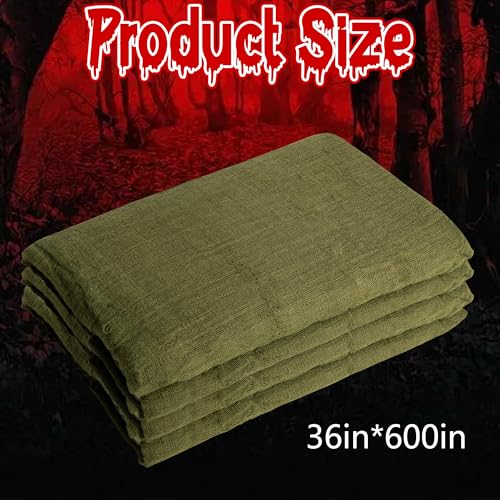 RunNico 600x36 Inch Large Size Green Halloween Creepy Cloth Decoration,Spooky Gauze Cloth,Halloweens Haunted Cheesecloth for Stairway,Wall,Window Decorations,Outdoors Doorways Decor - Image 2
