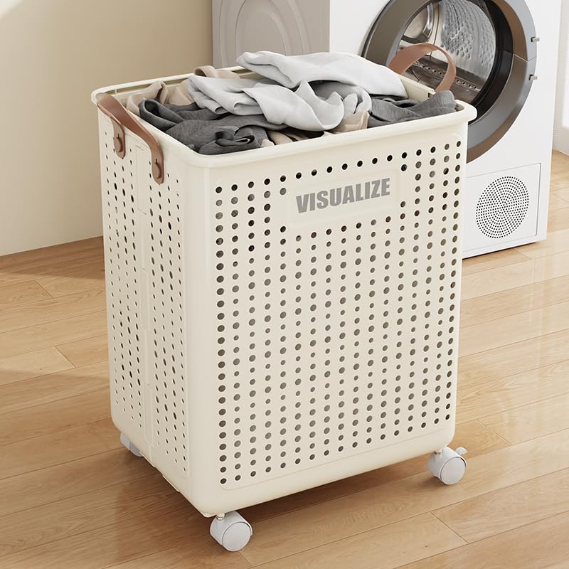 BOHOIDEE Large Foldable Laundry Hamper with Wheels and Handle, Collapsible Rolling Laundry Basket, Versatile Portable Storage Basket for Laundry/Bathroom - Image 2
