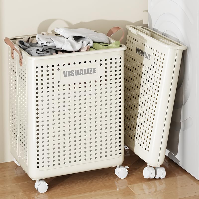 BOHOIDEE Large Foldable Laundry Hamper with Wheels and Handle, Collapsible Rolling Laundry Basket, Versatile Portable Storage Basket for Laundry/Bathroom - Image 4