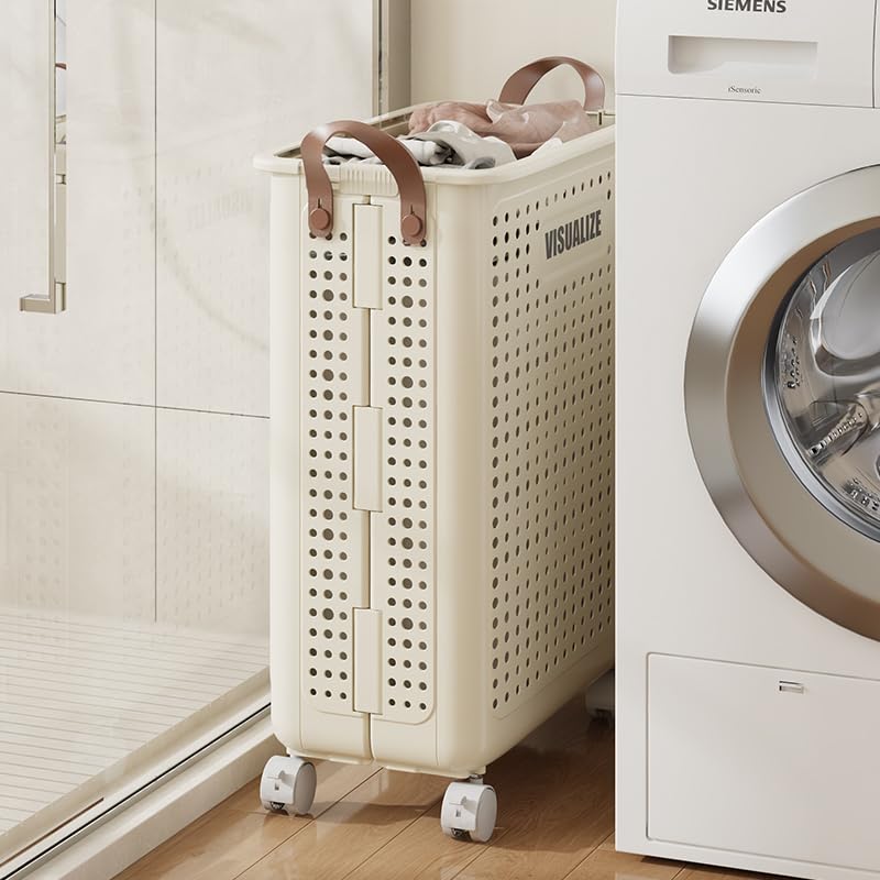BOHOIDEE Large Foldable Laundry Hamper with Wheels and Handle, Collapsible Rolling Laundry Basket, Versatile Portable Storage Basket for Laundry/Bathroom - Image 5