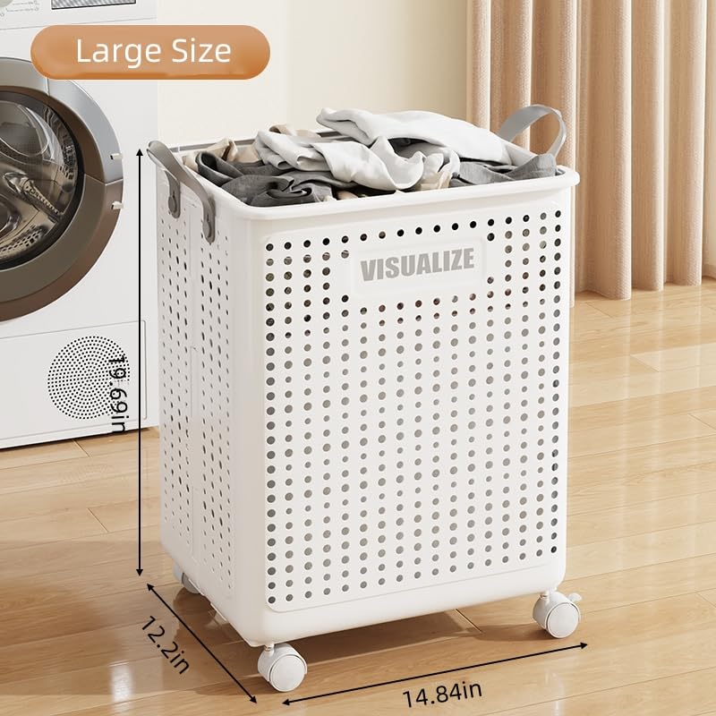 BOHOIDEE Large Foldable Laundry Hamper with Wheels and Handle, Collapsible Rolling Laundry Basket, Versatile Portable Storage Basket for Laundry/Bathroom - Image 3