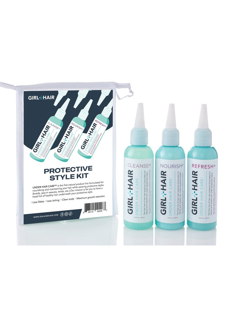 GIRL+HAIR - GIRLHAIR Ultimate Travel Hair Care Set 3 x 34 floz  Encourage Hair Strength  Growth with Cleanse Shampoo Nourish LeaveIn Conditioner  Refresh Hydrating Hair Milk  TSACompliant Kit - Image 1
