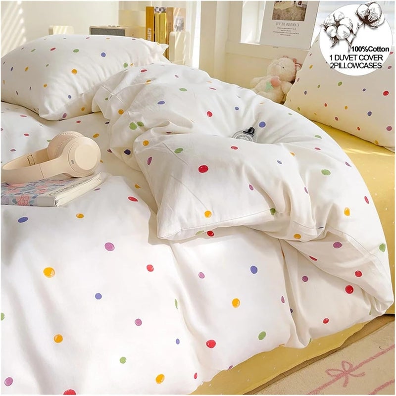 Cotton Bedding Set Cotton Duvet Cover Set with Pillowcases Single Or Double Bed Sizes(Color 2,200x230cm(79x91 in)) - Image 2