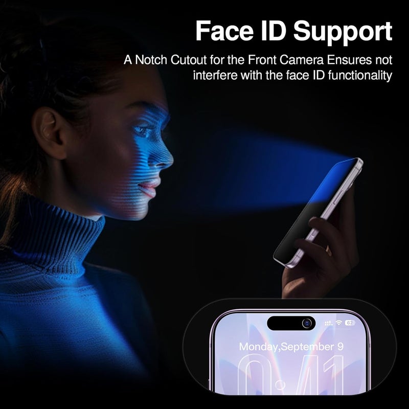 سمارت ديفل حماية شاشة الخصوصية من ، عبوة من قطعتين لـ iPhone 16، زجاج مقاوم للكسر من الدرجة 9H [حماية عسكرية]، واقي شاشة زجاجي مضاد للتجسس مع تركيب تلقائي لإزالة الغبار - Image 5