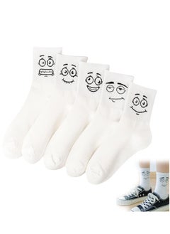 Womens Girls Socks, Novelty Funny Smiley Socks, Knitted Novelty Comfy Cotton Girl Dress Funny Crew Sock Aesthetic, Smiling Face Socks