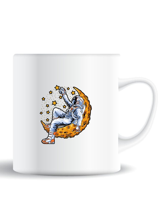 Theodor Premium Quality Two Sided Printed Coffee Mug Tea Cup Astronaut Lying On Moon For Home Office, Kids Men Women - Image 1