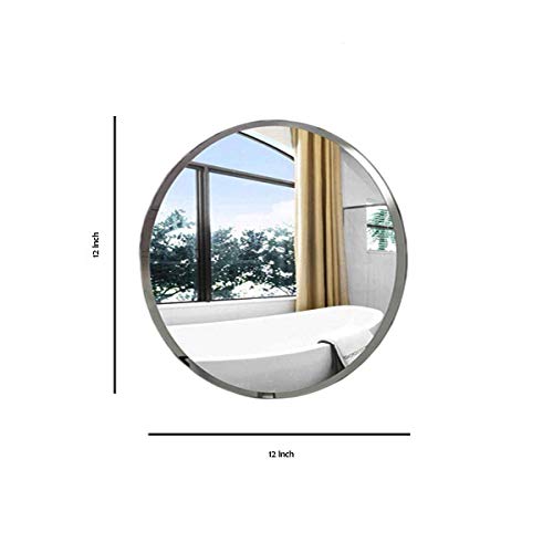Quality Glass Tinitalo Round Shape Frameless Decorative Glass Wall Mount Mirror (Silver, 12X 12Inch, Qgfl 131)(Unframed ) - Image 3